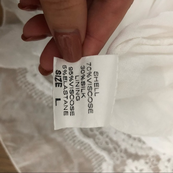 New white lace sheer overlay blouse size large top cute unique shirt elegant - Picture 7 of 8